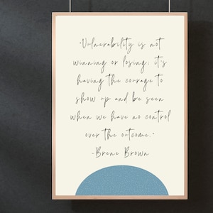Brene Brown Vulnerability Quote Print | Therapy Office Decor | Mental Health Poster | Psychology Poster | Counseling Poster | Therapy Office