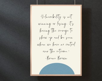 Brene Brown Vulnerability Quote Print | Therapy Office Decor | Mental Health Poster | Psychology Poster | Counseling Poster | Therapy Office