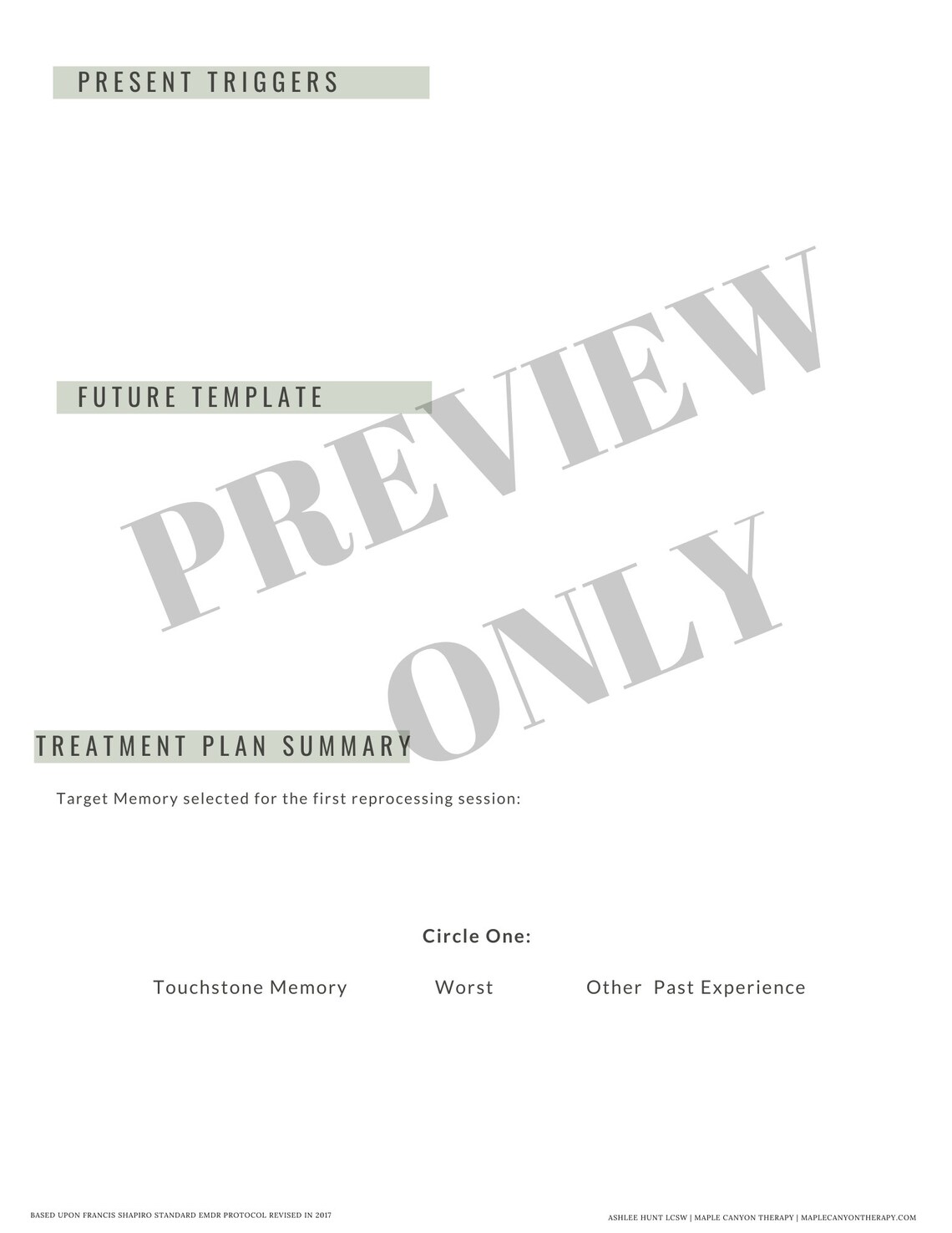 EMDR Reprocessing Worksheets and Assessment for EMDR Therapy ...