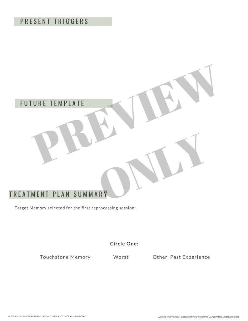 EMDR Reprocessing Worksheets and Assessment for EMDR Therapy ...