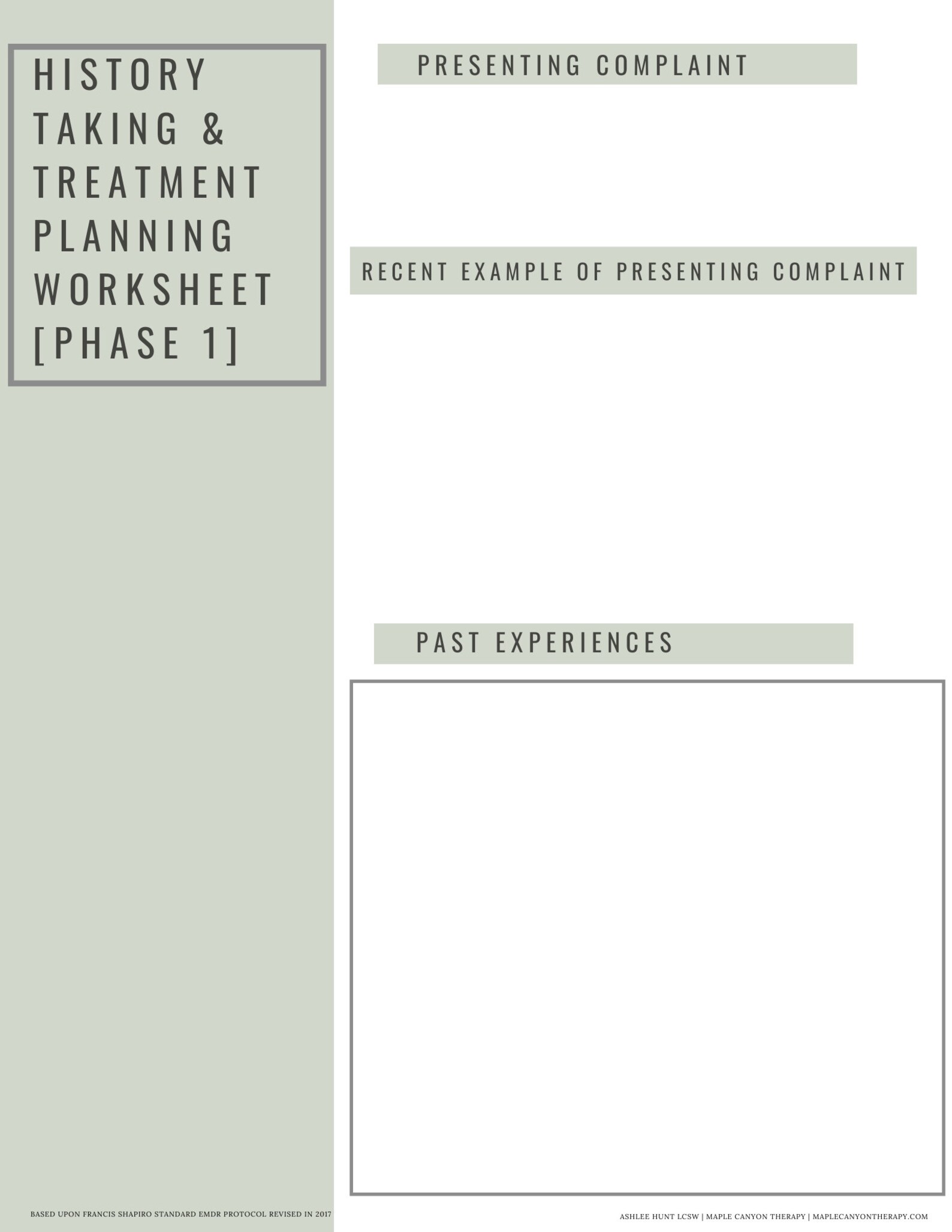 EMDR Reprocessing Worksheets and Assessment for EMDR Therapy ...