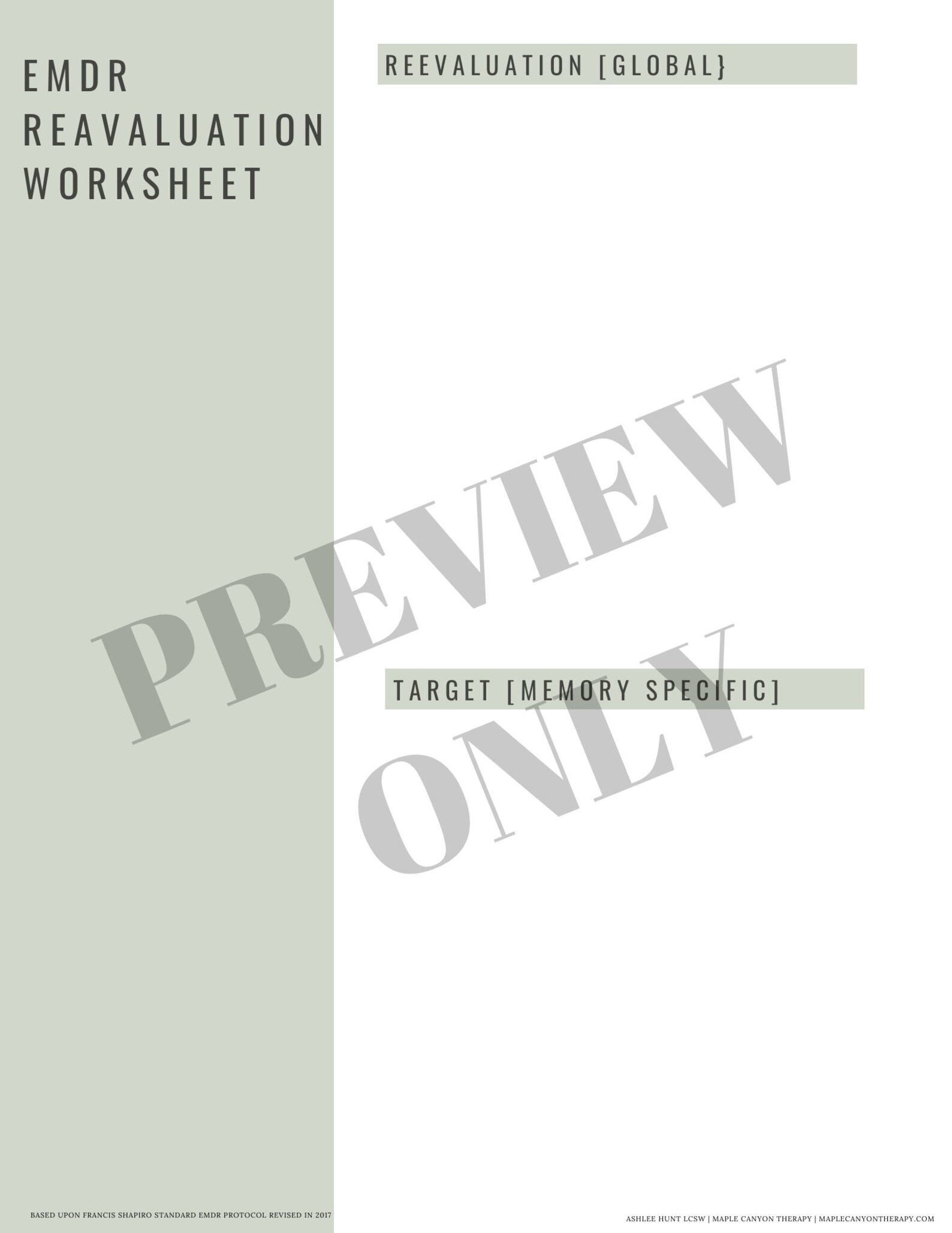 EMDR Reprocessing Worksheets and Assessment for EMDR Therapy ...