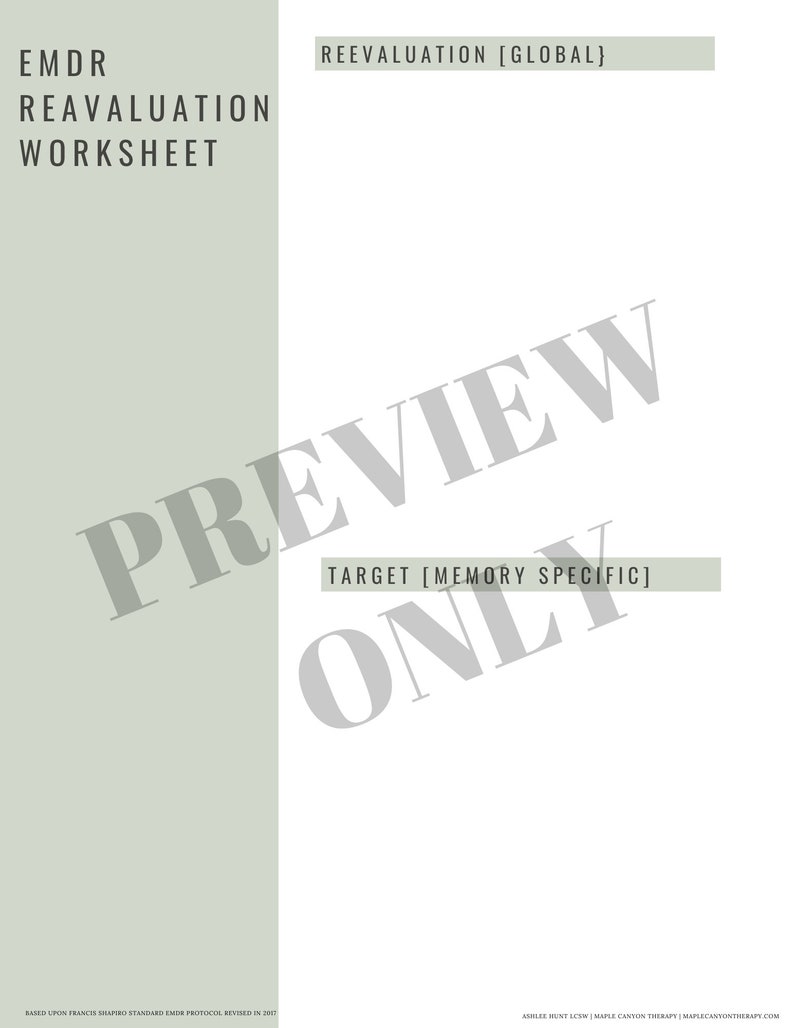 EMDR Reprocessing Worksheets and Assessment for EMDR Therapy ...