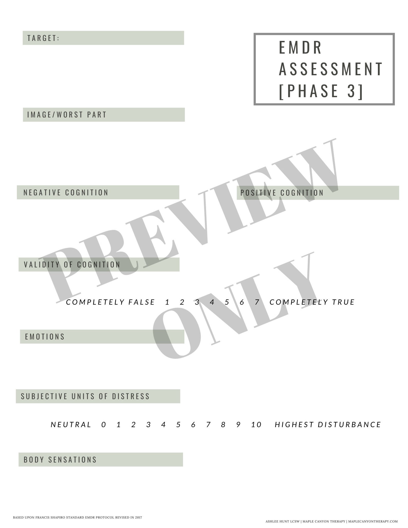 EMDR Reprocessing Worksheets and Assessment for EMDR Therapy Etsy