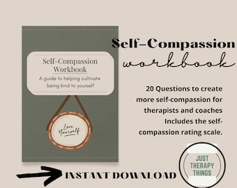 Self Compassion Workbook for Adults | Therapy Worksheet | Self Help Worksheet | Therapy Tools | Counseling Workbook