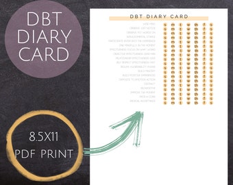 DBT Diary Card | Weekly Skills | DBT therapy | DBT skills | dbt worksheet | dbt handout | dbt cards |  coping skills | therapy tools