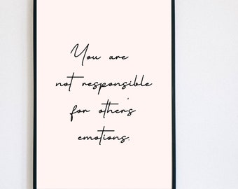 You Are Not Responsible for Other's Emotions Print | Therapist Office Decor | Counseling Print | Mental Health Poster | Therapy Poster