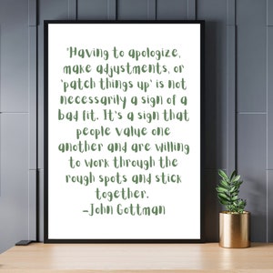 John Gottman Quote | Couples Counseling | Marriage and Family Therapist Wall Decor | Therapy Handout | Therapy Worksheet