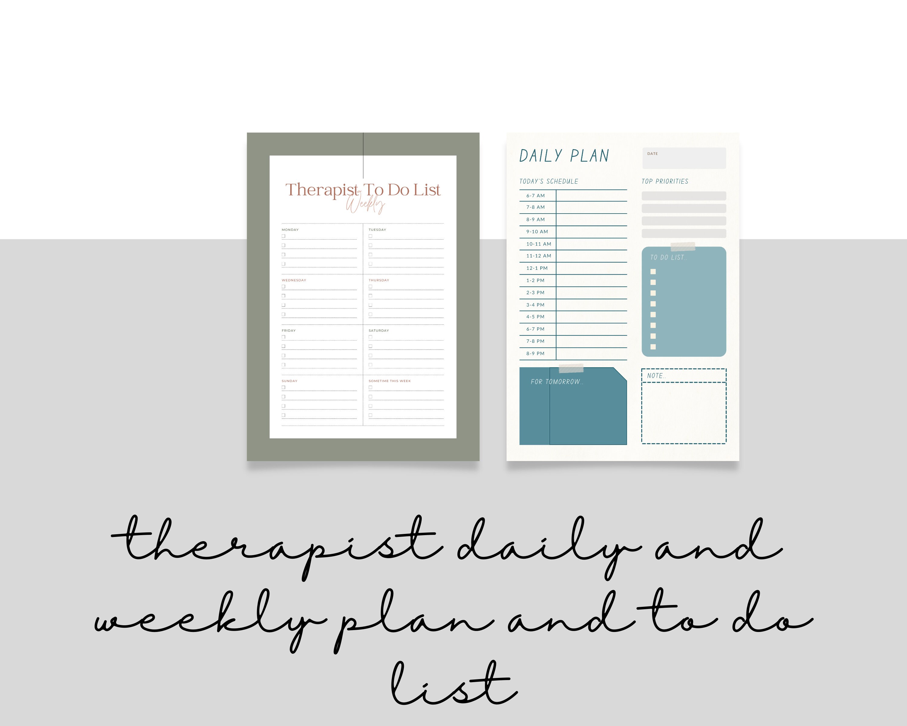 Therapist Daily and Weekly Plan/to Do List Set| to Do List | Agenda ...