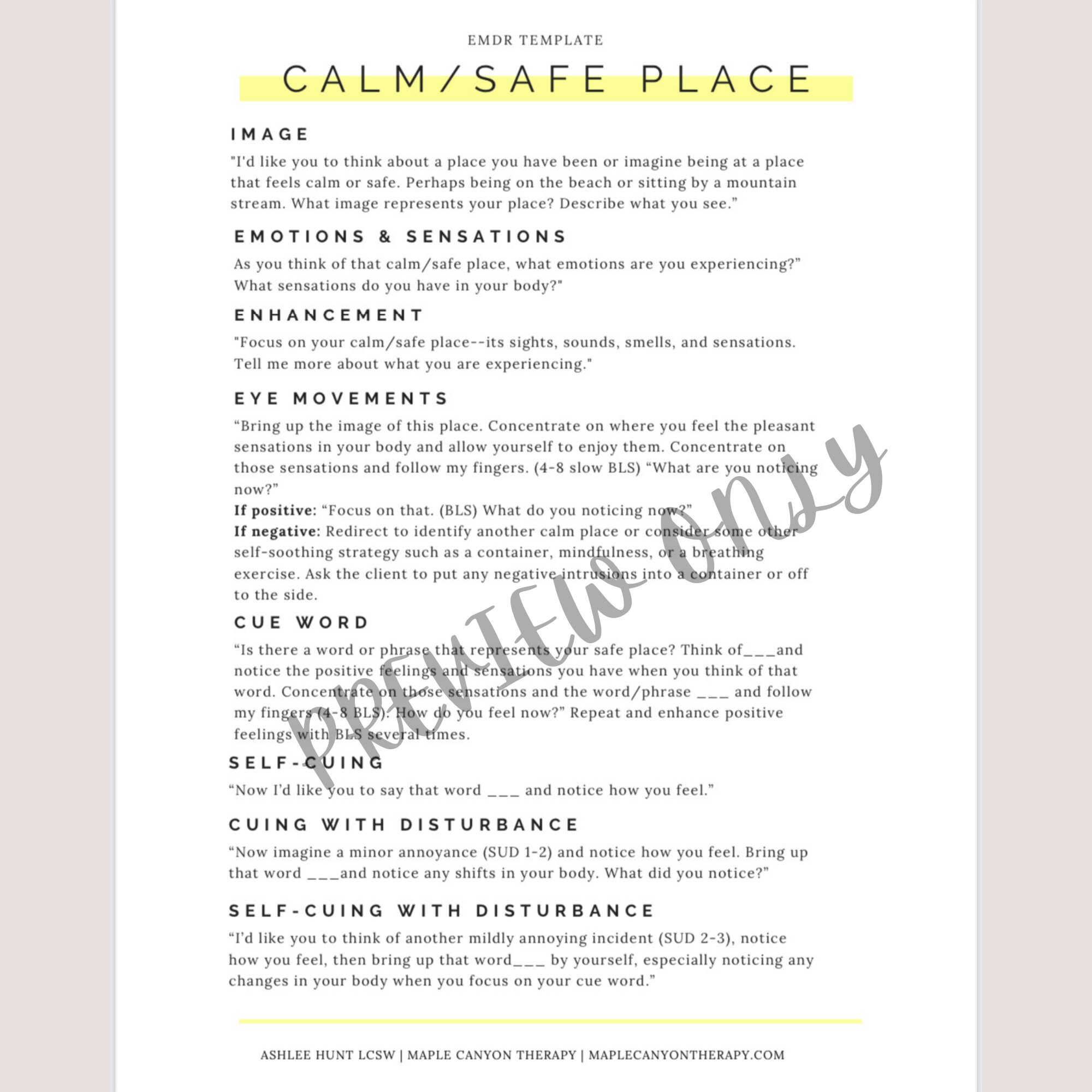 emdr scripts for therapists therapy worksheets emdr etsy