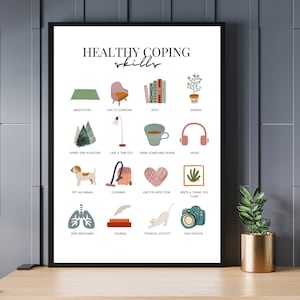 Coping Skills Poster | Therapy Handout | Therapy Worksheet | Mental Health Poster | Psychology Poster | DBT | Therapist Office Decor