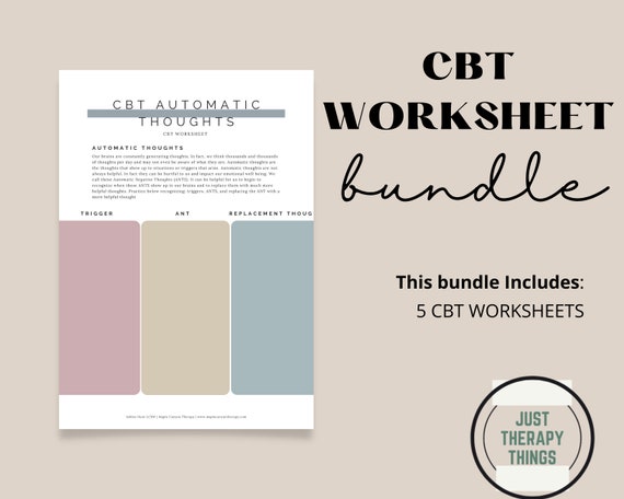 CBT Worksheet for Anxiety for Adults  | CBT Therapy | Therapy Worksheet | Mental Health Counseling | Therapy Tools  | Counseling Worksheets