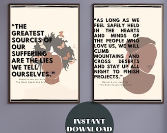 The Body Keeps The Score Print| Psychology Art| Therapy Office Decor| Therapy Office Hanging | Counseling Office| bessel van der kolk quotes