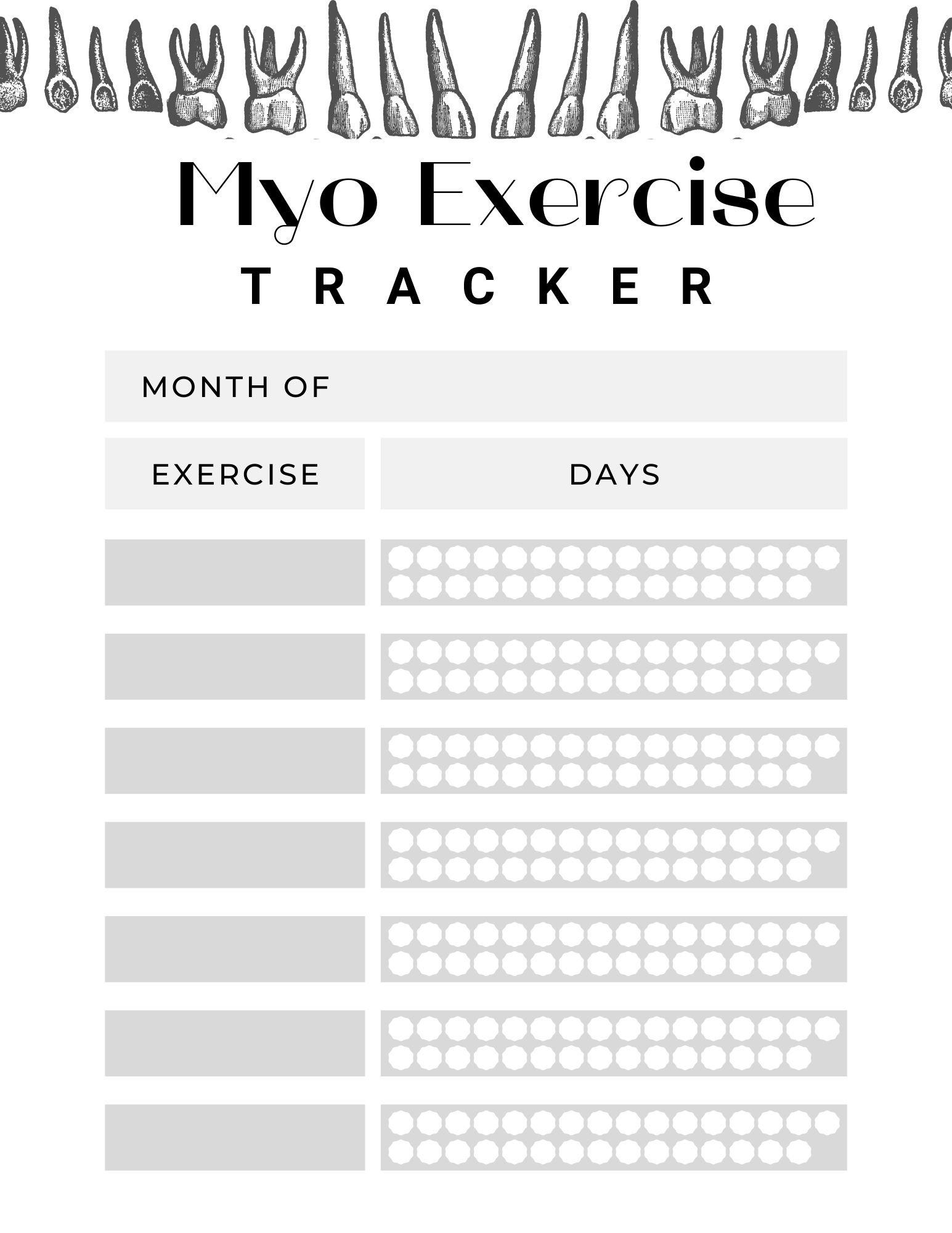Myofunctional Exercise Tracker Etsy