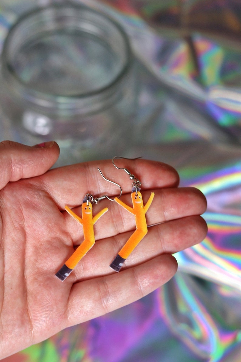 Weird Earrings/Inflatable Dancing Man Earrings/Y2K Jewelry/Air Dancer/Unusual Earrings/Novelty Earrings/Meme Earrings/Statement Jewelry image 4