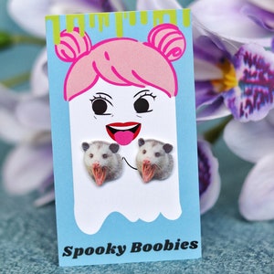 Possum Earrings, Opossum Earrings, Raccoon Earrings, Weird Earrings, Scream Earrings, Opossum Studs, Screaming Earrings
