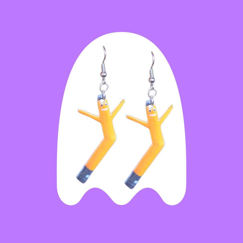 Weird Earrings/Inflatable Dancing Man Earrings/Y2K Jewelry/Air Dancer/Unusual Earrings/Novelty Earrings/Meme Earrings/Statement Jewelry image 8