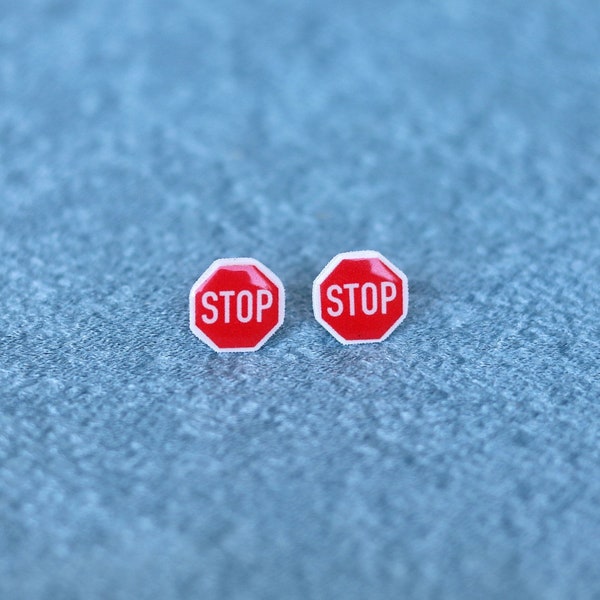 Stop Sign Earrings, Stop Sign Jewelry, Stop Sign Charm, Traffic Sign Earrings, Traffic Cone Earrings, Stop Light Earrings, Quirky Earrings