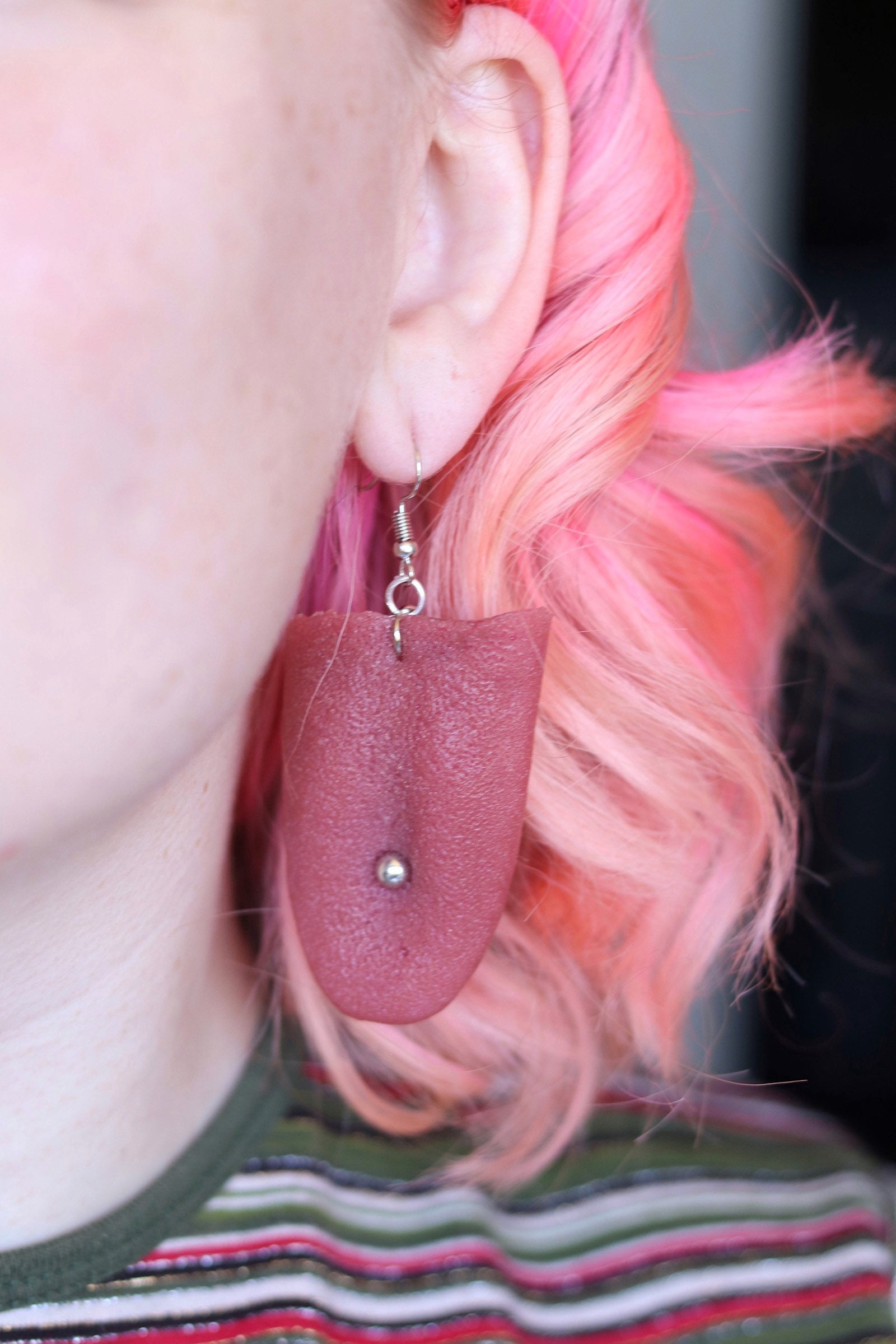 Tongue Earrings, Punk Earrings, Severed Tongue Jewelry, Weirdcore Earrings, Creepy Earrings, Grunge Earrings, Ugly Earrings, Horror Earrings