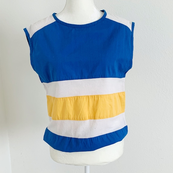 Vintage 80s GAP sleeveless color block cotton wea… - image 1