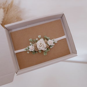 White floral baby headband, wedding hair accessories, baby headband, flower hair accessories, flower head peice, flowergirl hair band