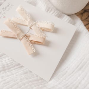 Ivory & beige hair bows | small baby hair clips | toddler bow hair clips | birthday hair clips | toddler hair clip | cream hair bow |