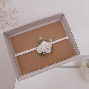 White flower headband, baby headbands, flower crown, photoshoot headband, christening headband, flower girl headband, 1st birthday, new baby