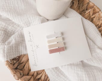 Velvet Baby Hair Clips: White, Ivory, Beige, Dusty Rose - Small Part-Lined Alligator Clip
