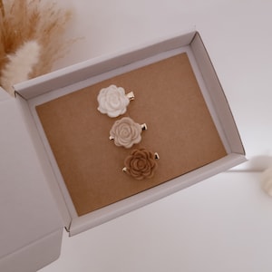 Mini hair clip set, baby clips, small clips, neutral hair clips, flower hair clips, baby girls gift, toddler hair clips, small clips
