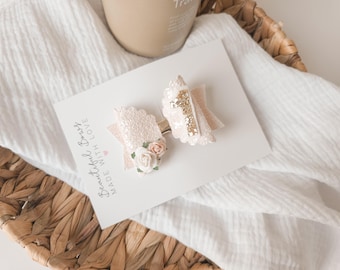Blush Pink Birthday Number Hair Bow: Alligator Clip Or Nylon Headband