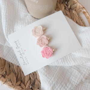 Pink rose hair clip | blush hair clips | baby hair clips | fringe clips | soft hair clips | pink hair clips | summer hair clips |