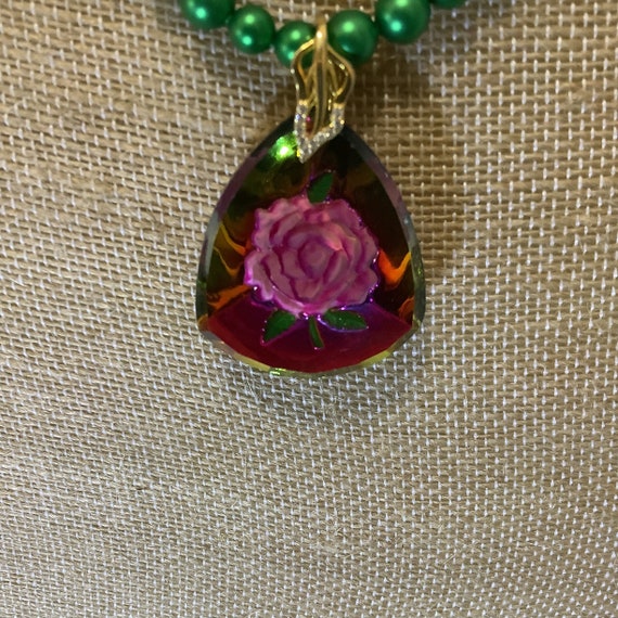 20 Vintage Art Deco Rose Glass Pendant Necklace - Etsy