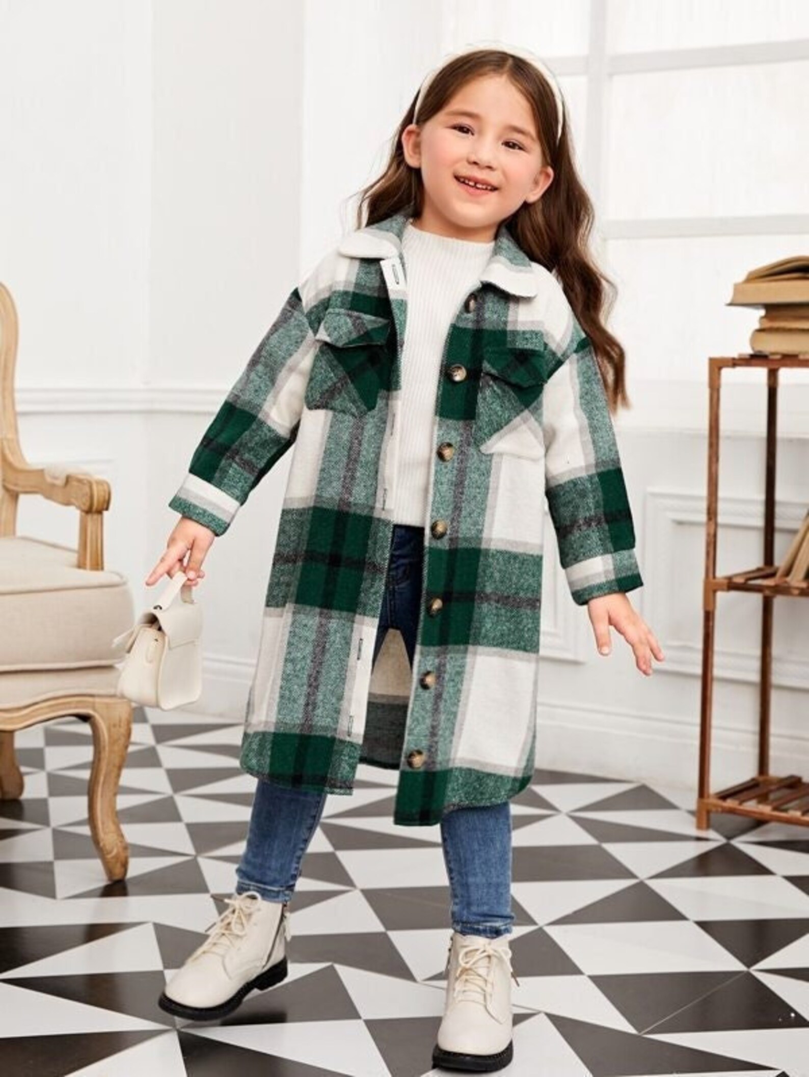 Toddler Girl Green Flannel Button up Plaid Long Shirt Tunic. Etsy
