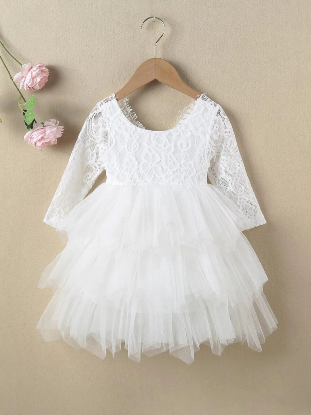 Toddler Little Girls White Lash Lace Mesh Tulle Layered Ruffle Etsy