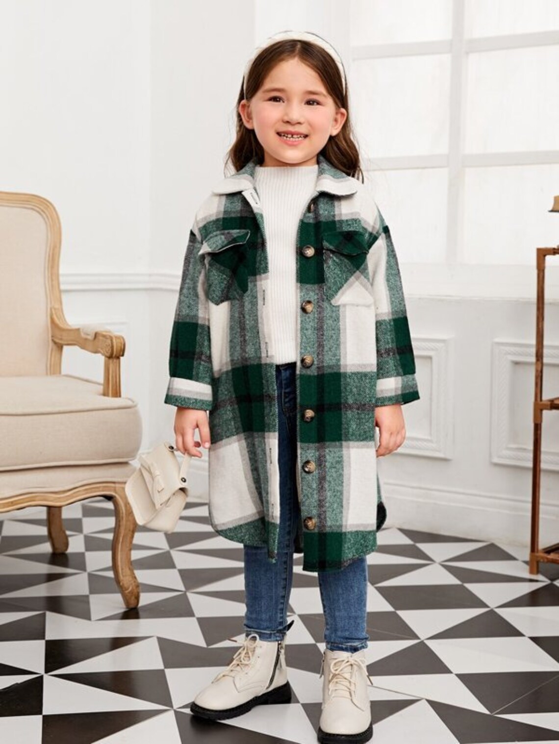 Toddler Girl Green Flannel Button up Plaid Long Shirt Tunic. Etsy