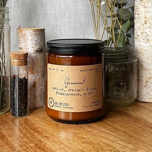 Grounding Candle | Vetiver + Dragons Blood + Frankincense + Myrrh | Handmade Soy Candle | Vetiver | Ritual Candle |
