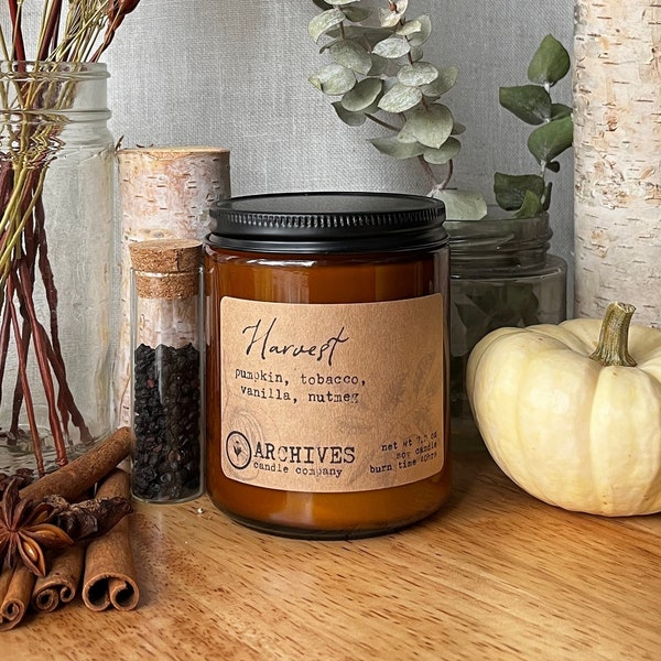 Harvest | Handmade Soy Candle | Vanilla Candle | Tobacco Candle | Pumpkin Spice Candle | Autumn Candle | Thanksgiving Candle