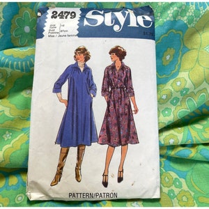 modèle de couture vintage des années 1970, Style n° 2479, copyright 1978, robe ou surrobe, Miss taille 16, partiellement coupé, complet