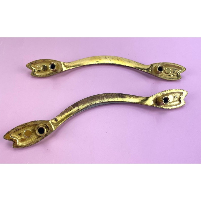 Vintage MCM Drawer Pulls, Brass Dresser Handles, Salvaged MCM Handles