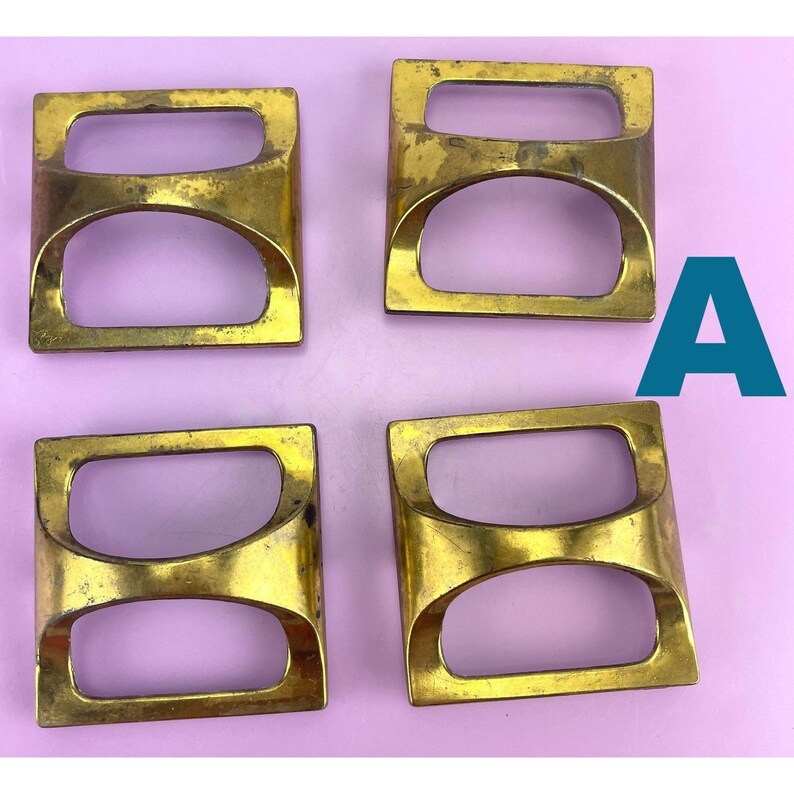 Vintage MCM Drawer Pulls, Brass Dresser Handles, Salvaged MCM Handles