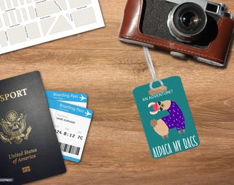 Spring is in the Air... So is travel! Alpaca Luggage Tag, Travel Accessories, Personalized Tag