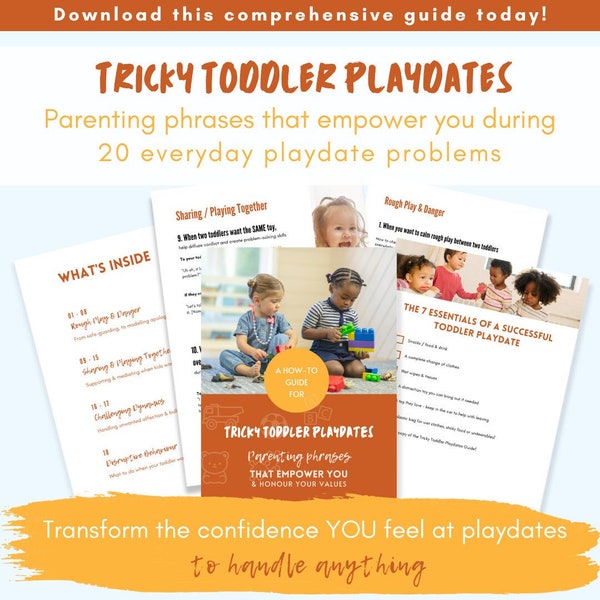 Tricky Toddler Playdates | Parenting Phrases for common problems on playdates | Ebook | Gentle Parenting guide