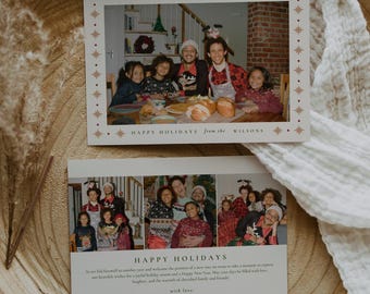 Minimalist Holiday Card Template, Vintage Photo Holiday Card Template, Postcard Holiday Card, Christmas Card Editable, Photo Christmas Card