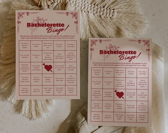 Bachelorette Party Bingo Spiel, bearbeitbare Lucky in Love Bach Party Bingo Vorlage, druckbare Hen Party Trinkspiel, Brautparty Bingo Spiel