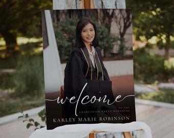 Minimalist Graduation Welcome Sign Template, Graduation Party Welcome Sign, Editable Graduation Decoration, Printable Graduation Sign