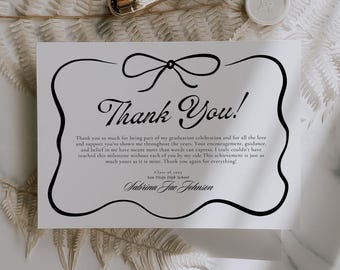 Modern Minimalist Graduation Thank You Card, Editable Grad Thank You Card Template, Thank You Notes, Graduation Photo Card, 2025 Grad Gift