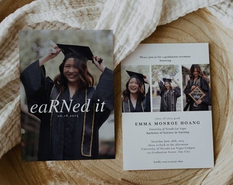 Modern Minimalist Nursing Graduation Announcement Card, BSN RN Nurse Graduation Party Invitation Template, 2023 Nurse Graduation Photos