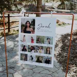 Graduation Photo Sign Template, Through the Years Photo Collage Poster, K-12 School Picture, Editable Grad Party Decor, Photo Collage Board