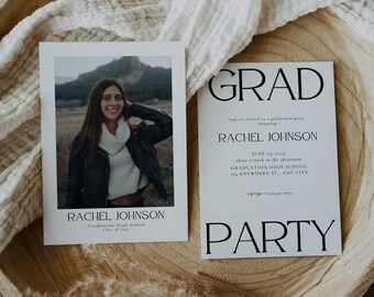 Senior Graduation Announcement Template, Minimalist Graduation Party Invitation, Photo Graduation Invite Card, Graduation Ceremony Invite