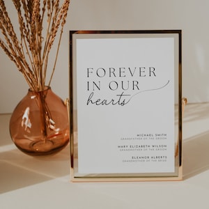 In Loving Memory Sign, Editable Memorial Sign for Wedding, Forever in Our Hearts Sign, Wedding Memorial Table Sign, Printable Memorial Sign